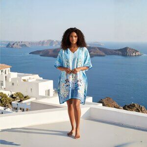 Gypsie Blu Floral Printed Mini Dress Tunic Cover Ups for Ladies and Girls